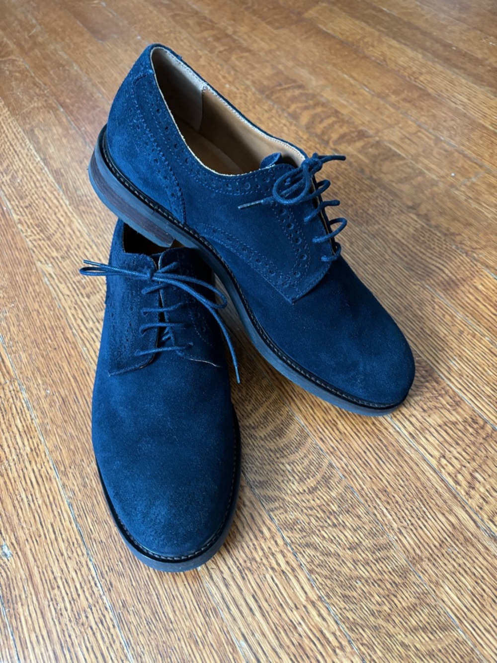 Massimo Dutti Navy Suede Derby Oxfords